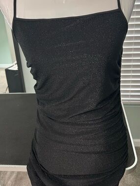 SHEIN Black Sparkle Backless Slip Dress